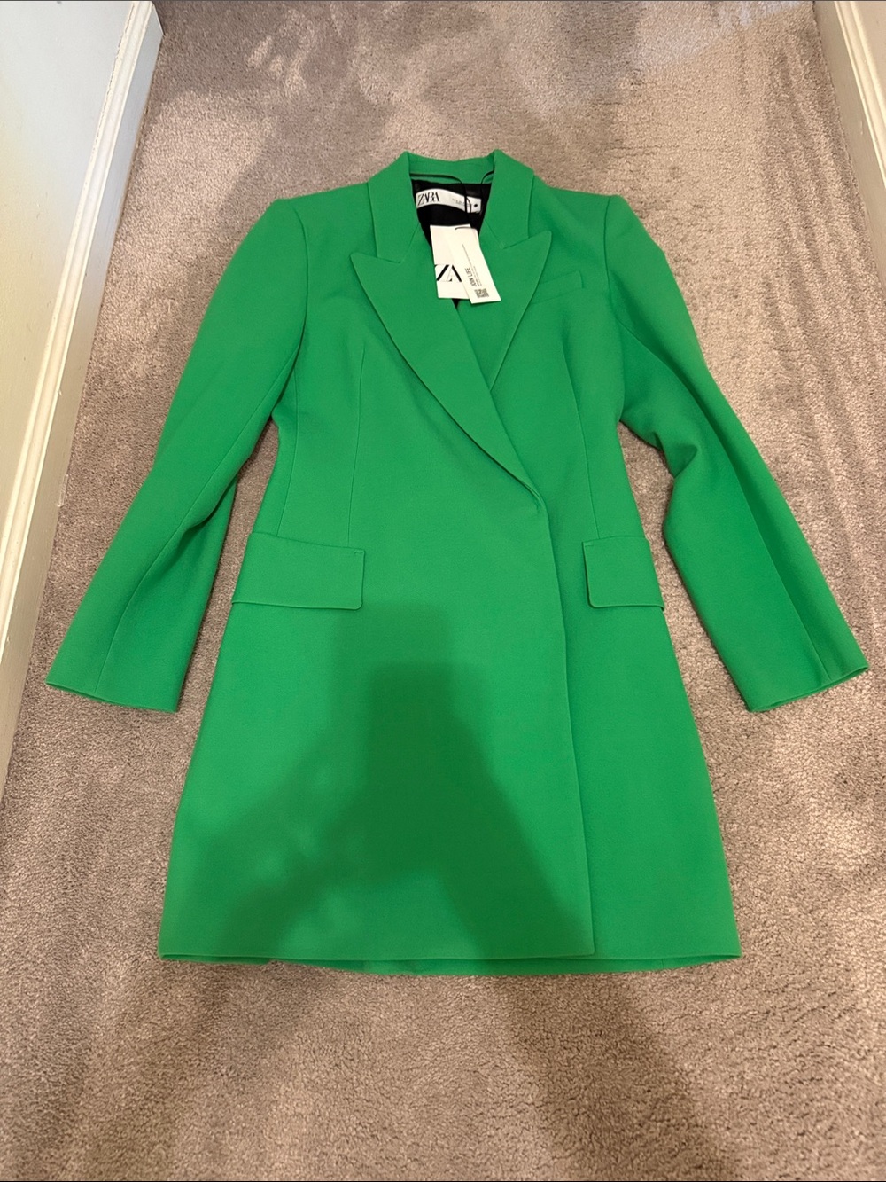 Zara Emerald Green Tailored Long Blazer